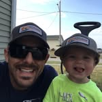 man with son